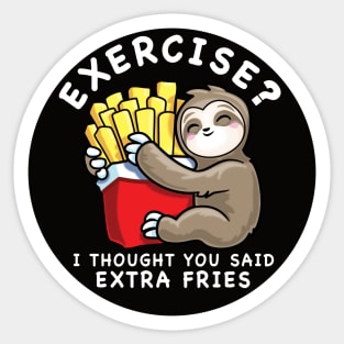 Sloth Exercise Extra Fries Funny Food Sticker